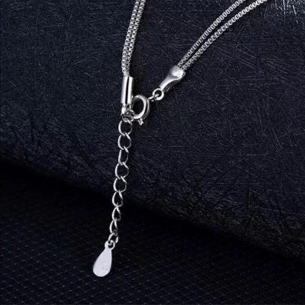 DOUBLE LAYER 925 STERLING SILVER DIAMOND NECKLACE, NICE NECKLACE, CUTE NECKLACE - Picture 6 of 7